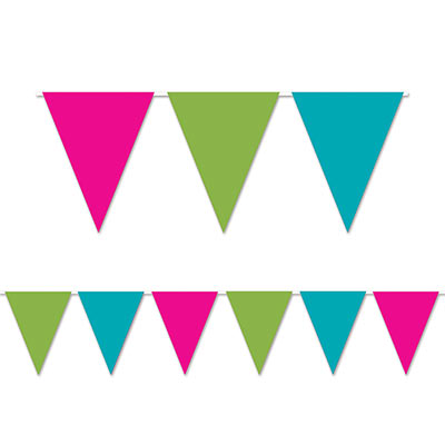 Cerise, Turquoise, and Lime Pennant Banner