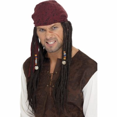Pirate wig with dreds and scarf