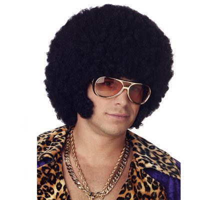Black Afro Wig with Chops Sideburns