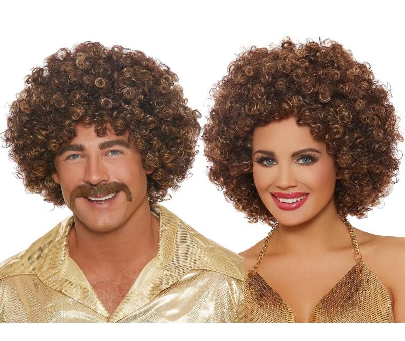 Disco Wig Unisex Brown w Highlights