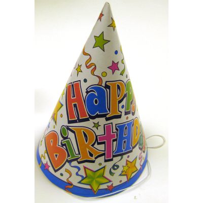 Star Print Birthday Hats Cone shaped
