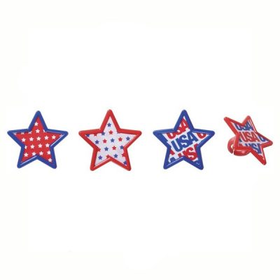 One Dozen Plastic Patriotic Star Rings