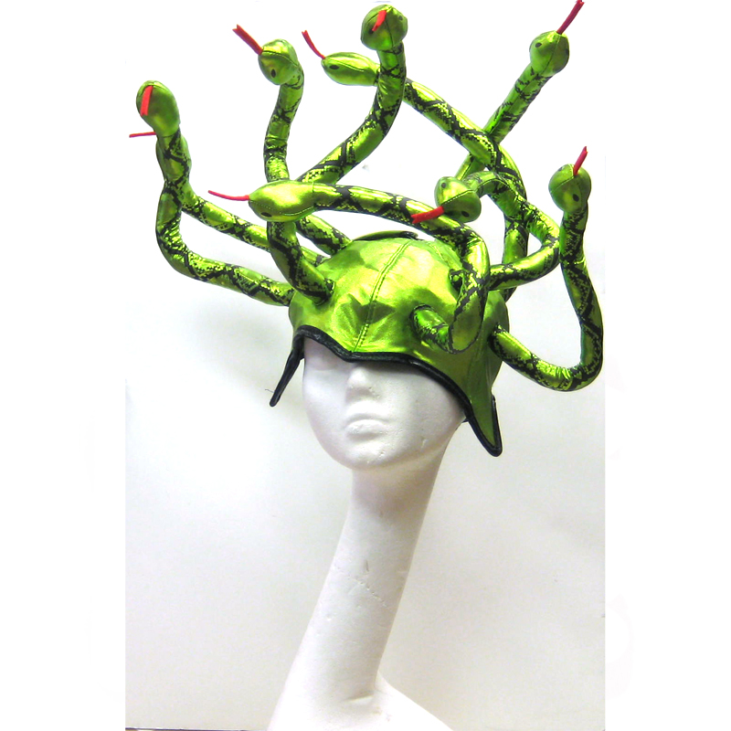 Medusa Headpiece Green Metallic Snake Hat - Cappel's