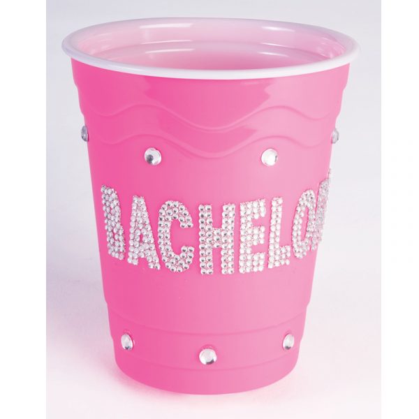 Pink hard plastic cup with Rhinestones Bachelorette