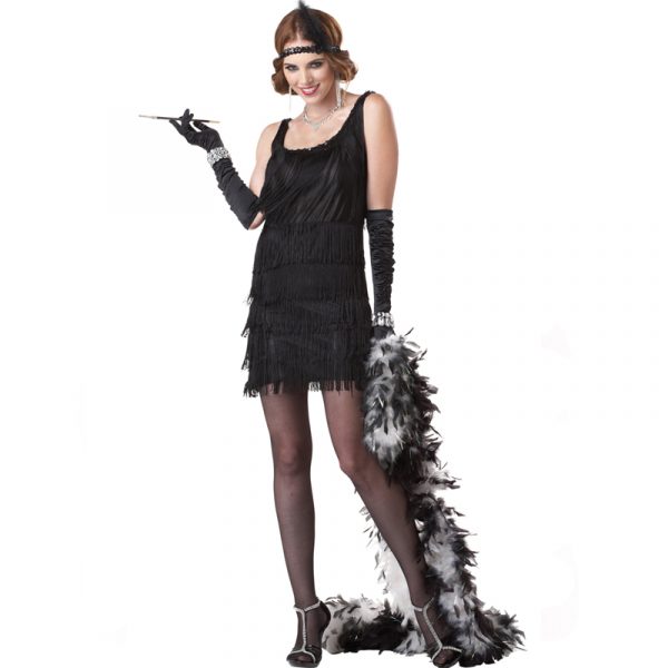 Fashion Flapper 1920s Costume Dress, Headband, and Feather