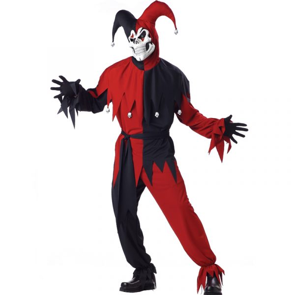 Evil Jester Red Black Adult Costume
