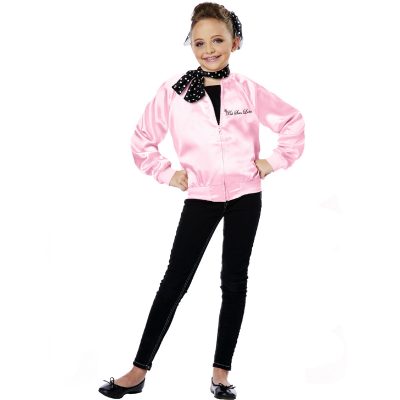 Pink Satin Ladies Jacket Child Size 50s Costume