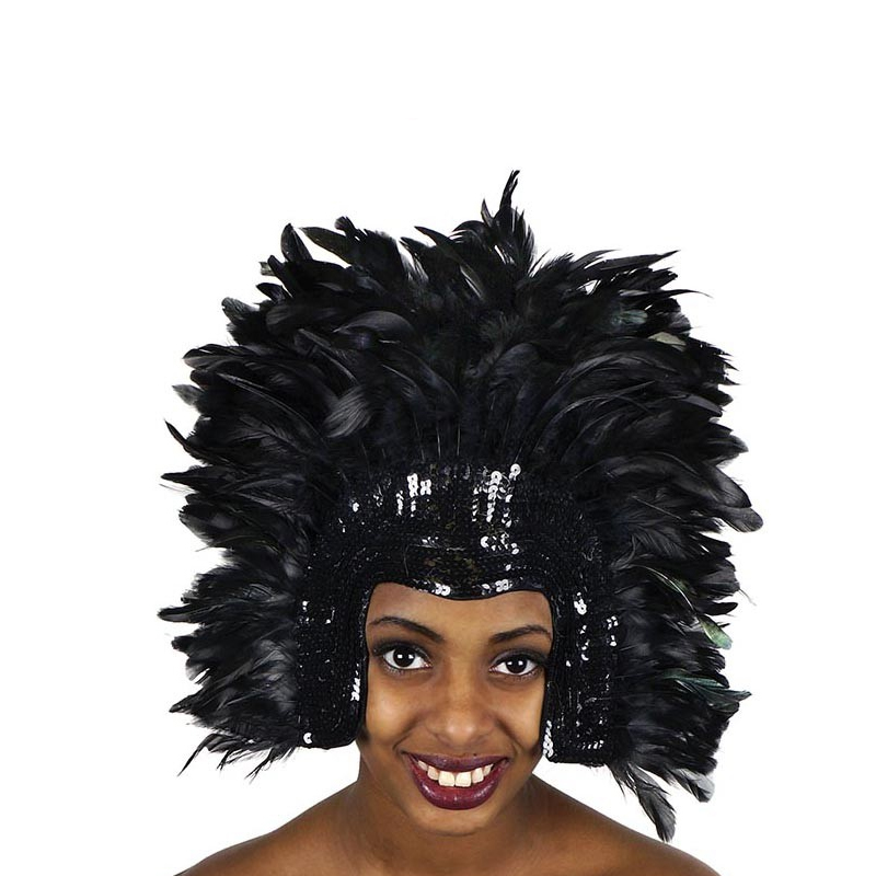Showgirl Feather Headdress Black or 