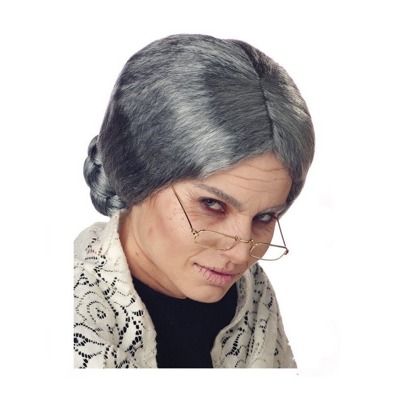 Buy Grandma Wig Old Lady Gray Braided Bun Wig Cappel S Cincinnati