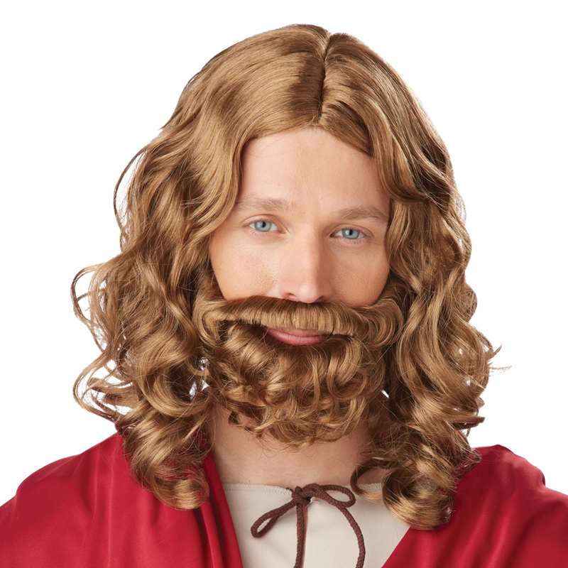 Jesus Wig Beard Moustache Brown Adult Child