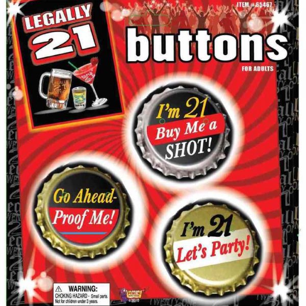 Legally 21 Assorted Party Buttons