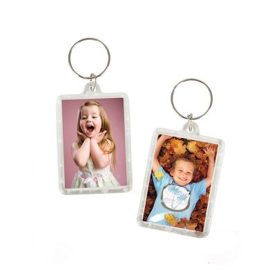 2 in Party Clear Plastic Photo Frame Keychain