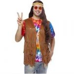 Brown fringed hippie vest