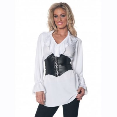White Ruffled Peasant or Pirate Blouse
