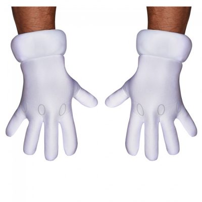 Super Mario Brothers Gloves White Fabric