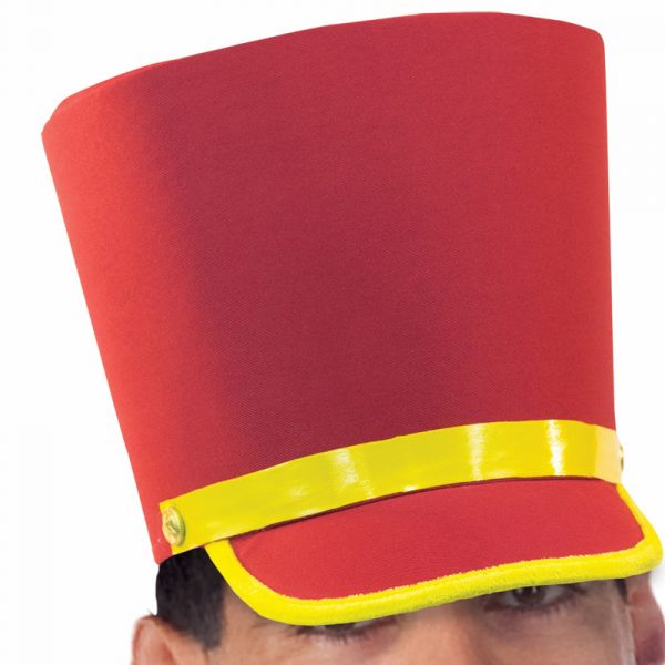 Red Fabric Toy Soldier Hat Yellow Gold Trim
