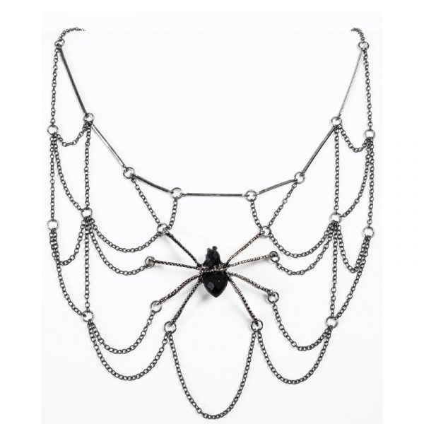 Costume Witches Wizards Metal Spider Web Necklace