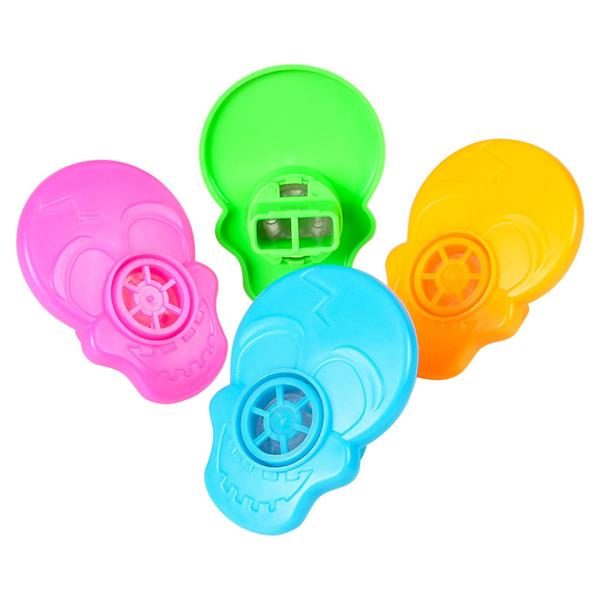 Small Party Neon Plastic Skull Whistles