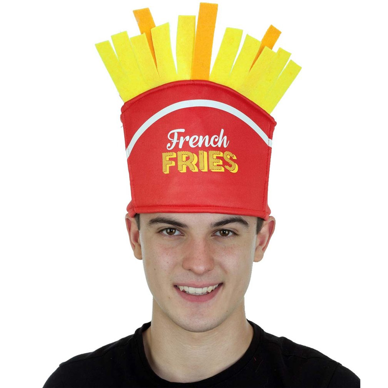 PRETYZOOM French Fries Shape Hat Dress Up Cosplay French Fries Costume Accessory 