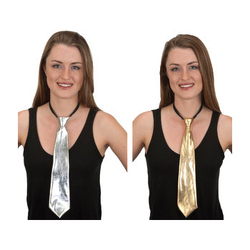Metallic Fabric Adjustable Long Tie