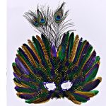 Deluxe Feathered Face Half Mask with Peacock Top