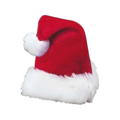 Deluxe Plush Red Santa Hat with White Trim and White Pom pom