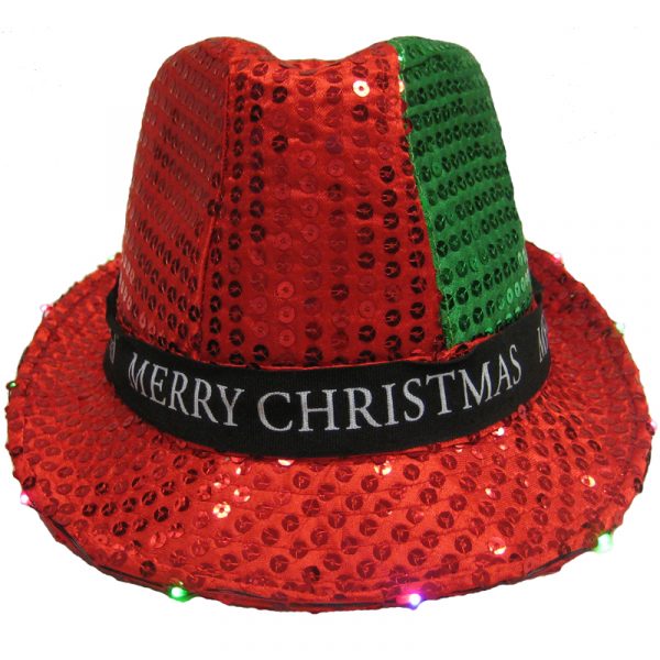 Merry Christmas Red and Green Sequin Fedora