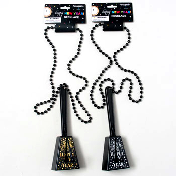 Happy New Year Plastic Noisemaker Necklace