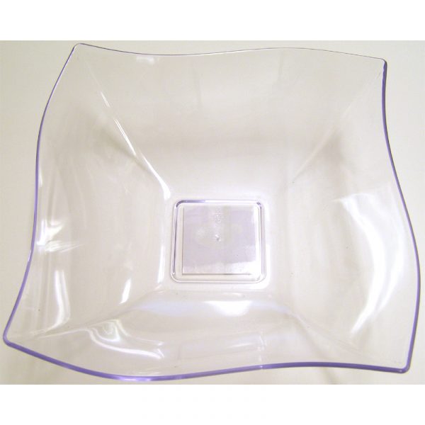 Clear Plastic Wavy Square Bowl