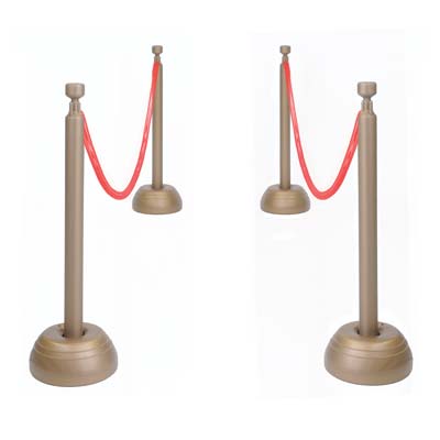 4 Post Red Rope Stanchion Set