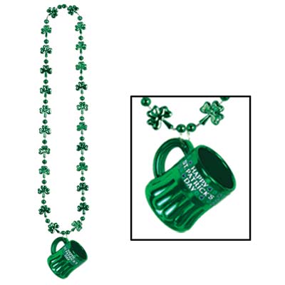66PC St Patrick's Day Necklaces - 7 Style Shamrock & Beer Mug Beads