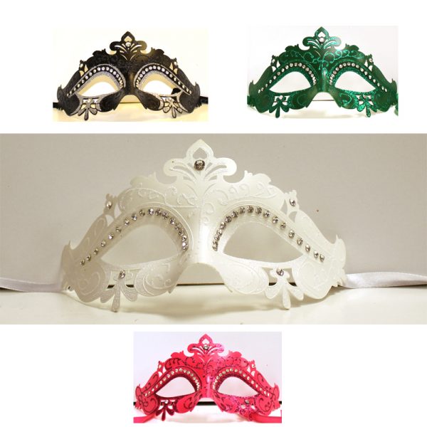 Glitter Trim Half Masks with Rhinetsones