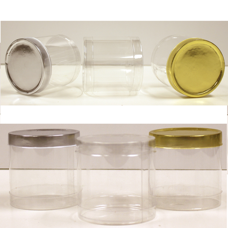 Plastic Cylinder Container With Paper Caps & Metallic Ribbon  Plastic  cylinder, Paper gift tags, Clear plastic containers