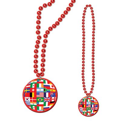 Beads with International Flag Medallion