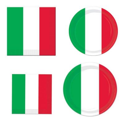 Red, White, Green Plates and Napkins