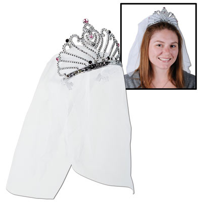 Buy Bachelorette Bride to Be Plastic Tiara w Veil - Cappel's