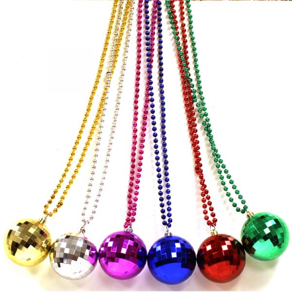Metallic Plastic Mirror Ball Bead Necklace