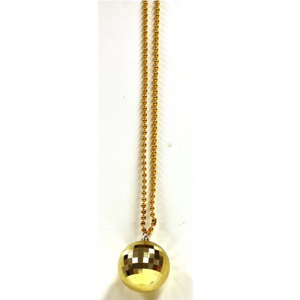Gold Metallic Plastic Mirror Ball Bead Necklace