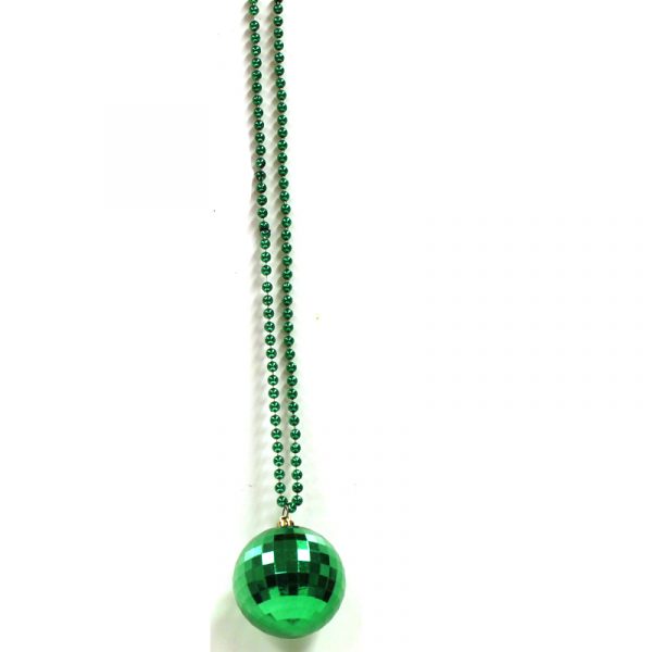 Green Metallic Plastic Mirror Ball Bead Necklace