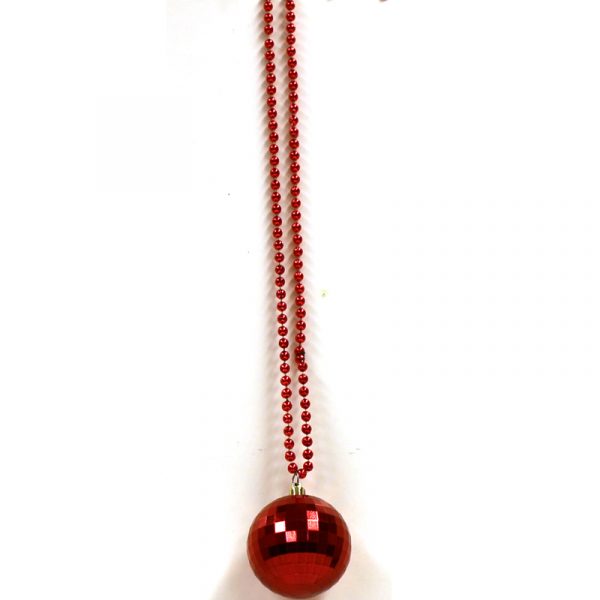 Red Metallic Plastic Mirror Ball Bead Necklace