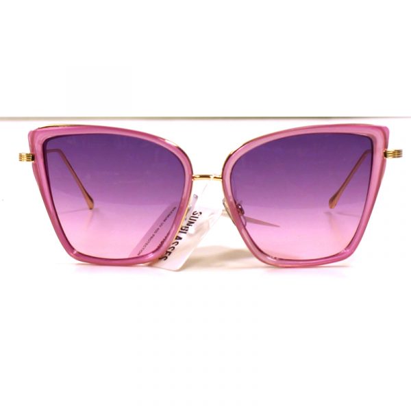 Large Shaded Tapered Lens Sunglasses - Pink Frame