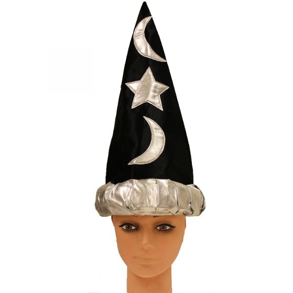 Child's Black Fabric Wizard with Silver Moon and Stars