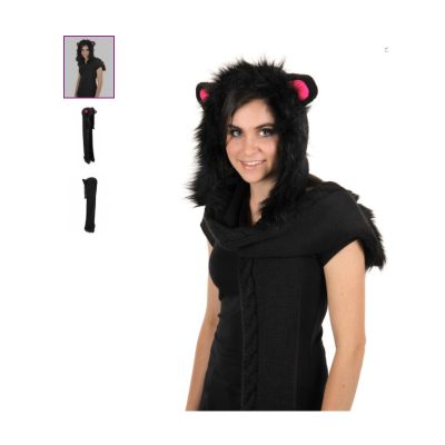 Black Cat Knitted Hood