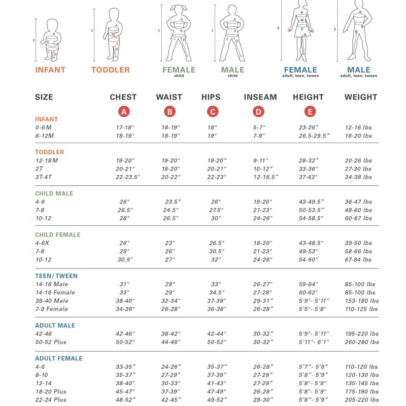 Disguise Size Chart