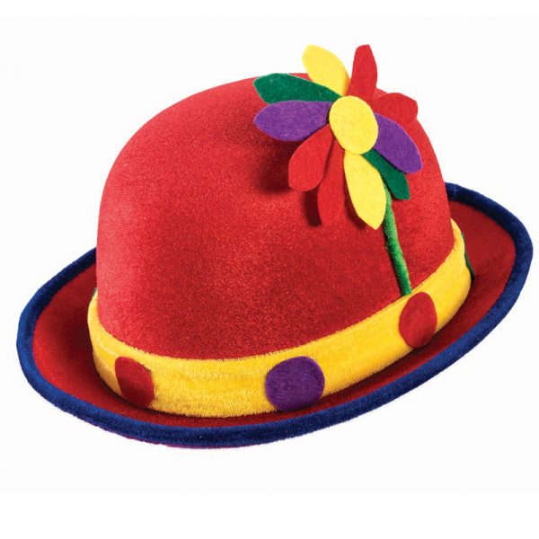 Fabric Clown Derby Hat with Flower