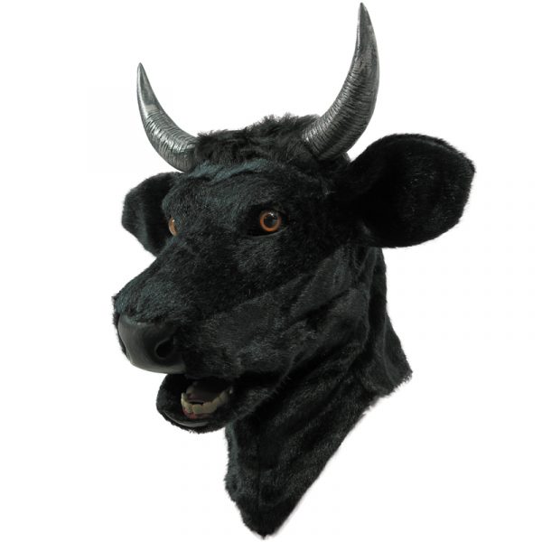 Balck Bull Mask with Moving Mouth