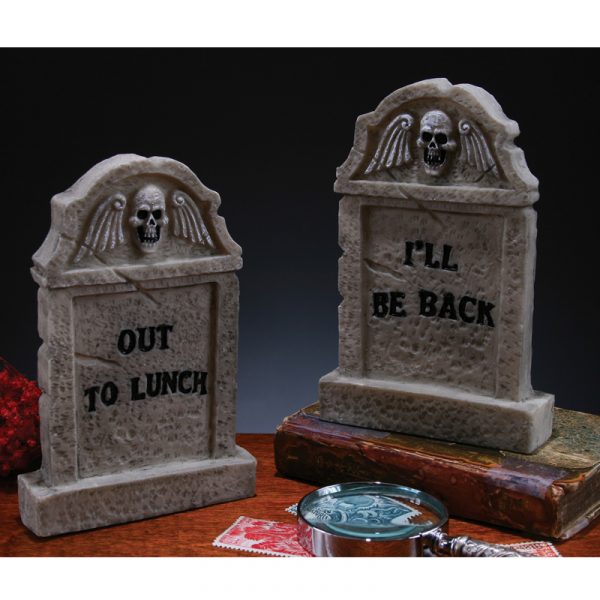 Gray Plastic Desktop Tombstone Halloween Decoration