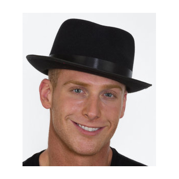 Black Felt Razor Fedora Hat