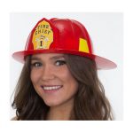 Adult Deluxe Red Plastic Fire Chief Helmet Hat