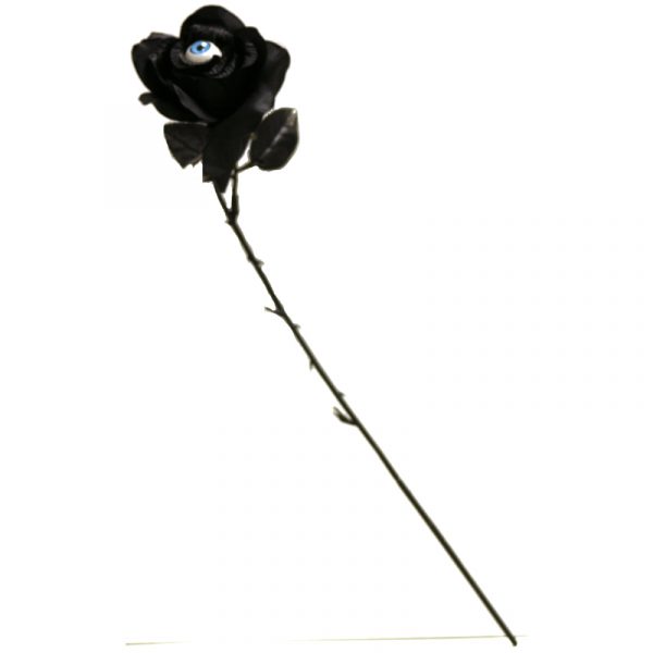 Black Silk Long Stem Rose with Eyeball